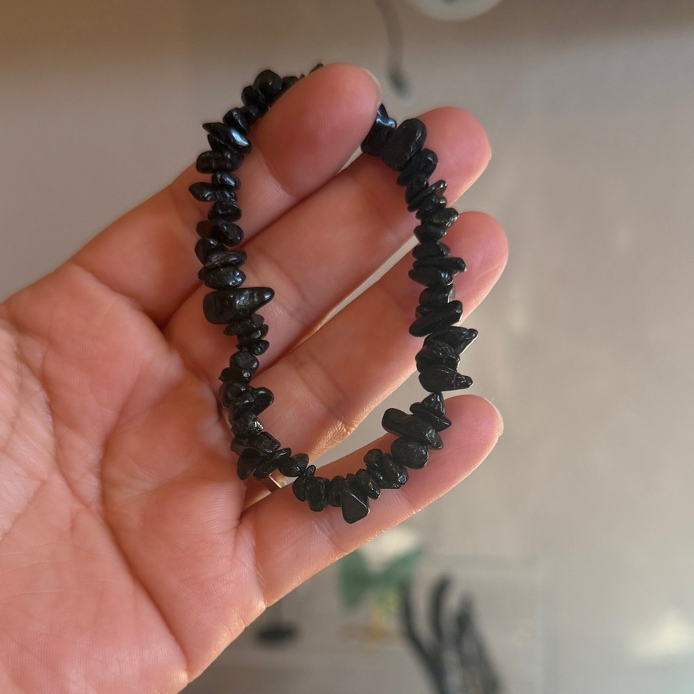 Black Turmaline Chip Bead Stretch Bracelet